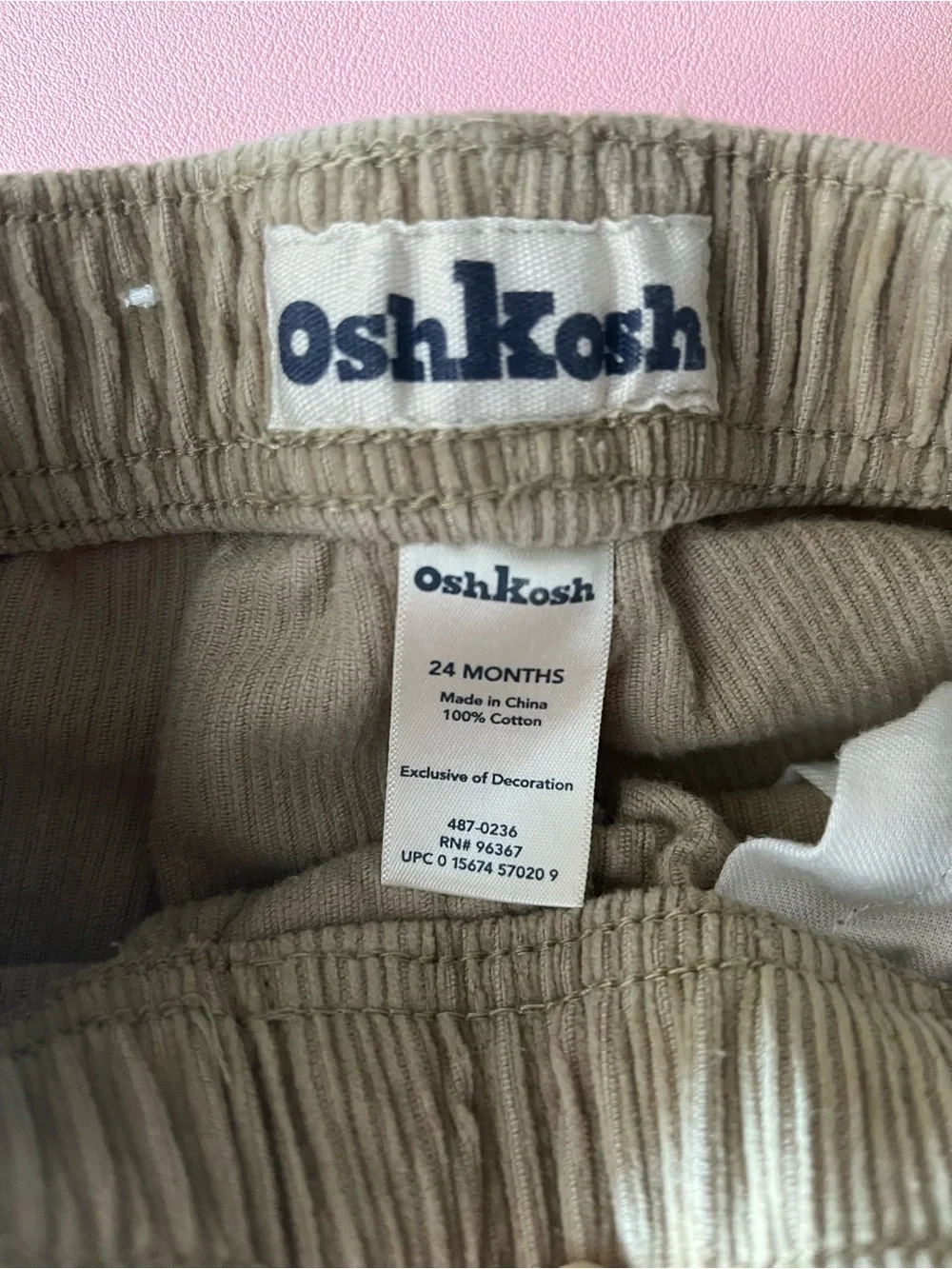 OshKosh Corduroy Cargo Pants in Light Khaki For Kids
